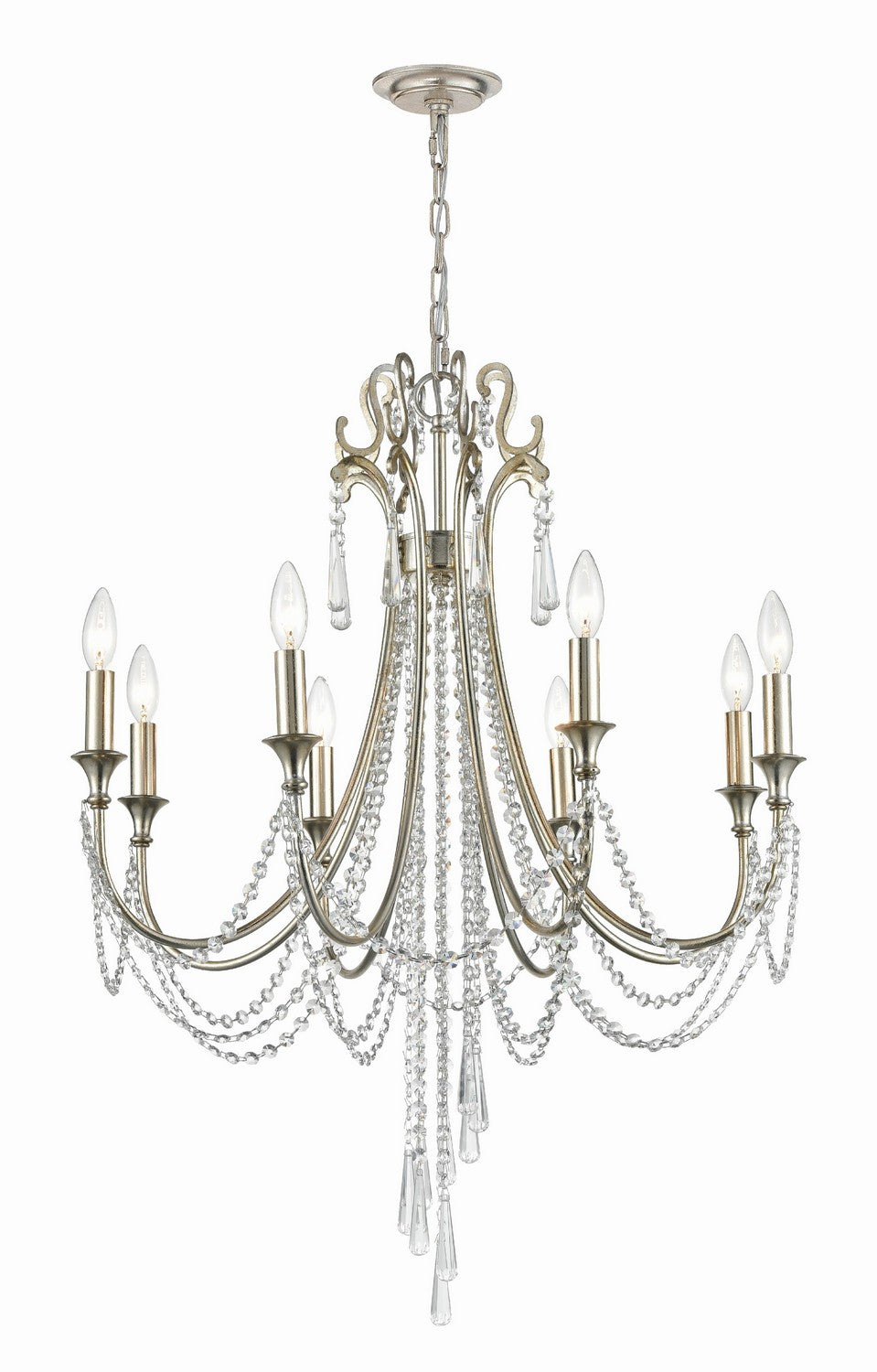 Arcadia Eight Light Chandelier in Antique Silver - available from The Lighting Shoppe, trusted by Canadian homeowners