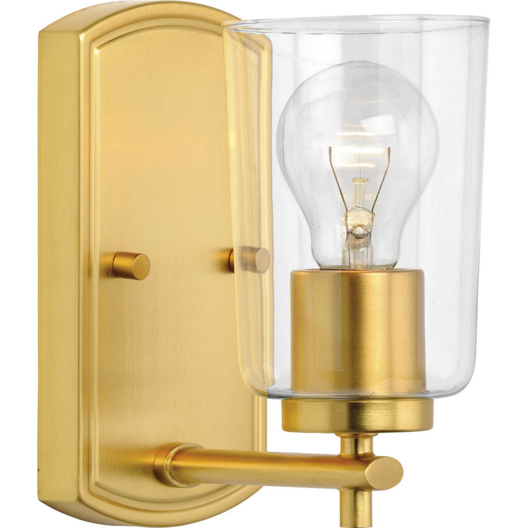 Adley One Light Bath & Vanity in Satin Brass - available from The Lighting Shoppe, trusted by Canadian homeowners