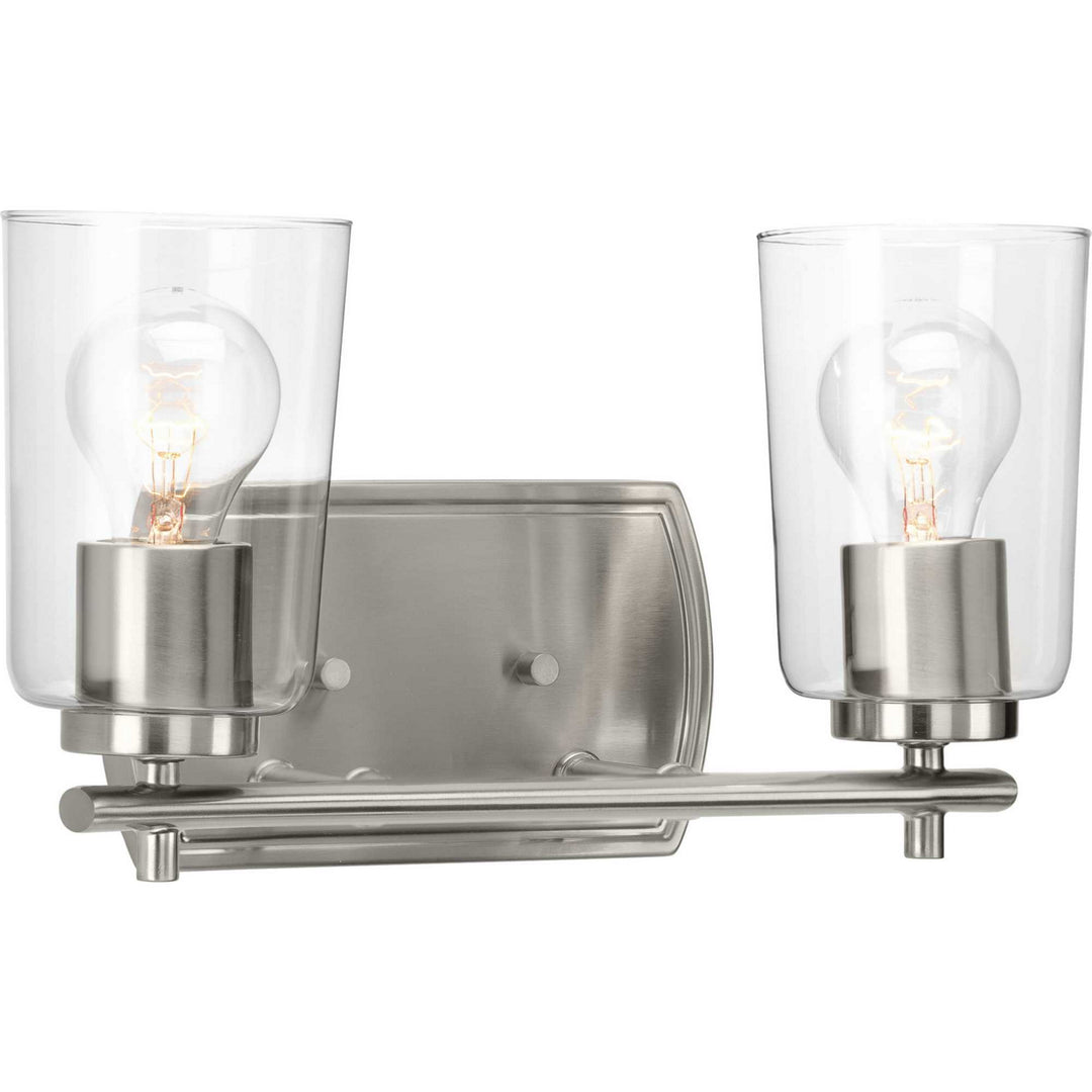 Adley Two Light Bath & Vanity in Brushed Nickel - available from The Lighting Shoppe, trusted by Canadian homeowners