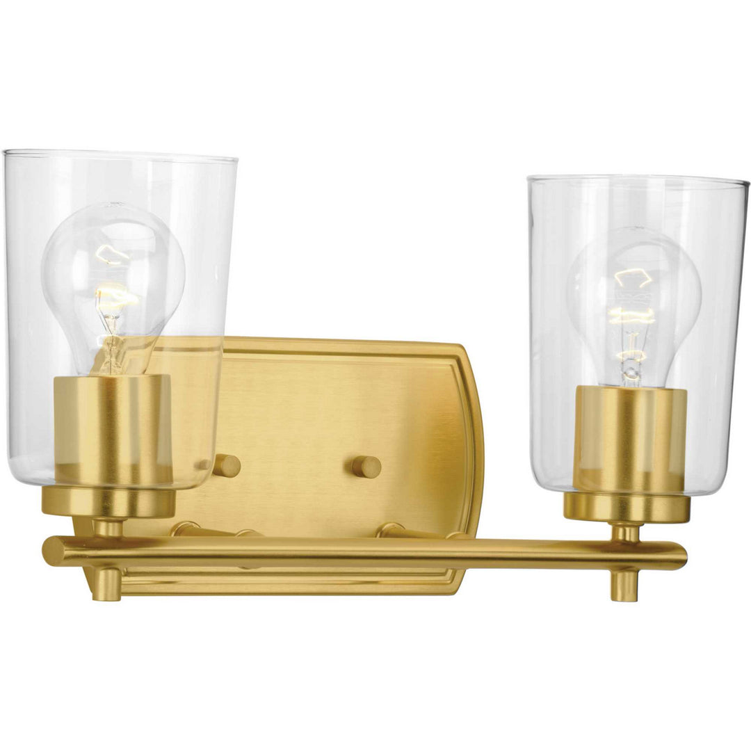 Adley Two Light Bath & Vanity in Satin Brass - available from The Lighting Shoppe, trusted by Canadian homeowners