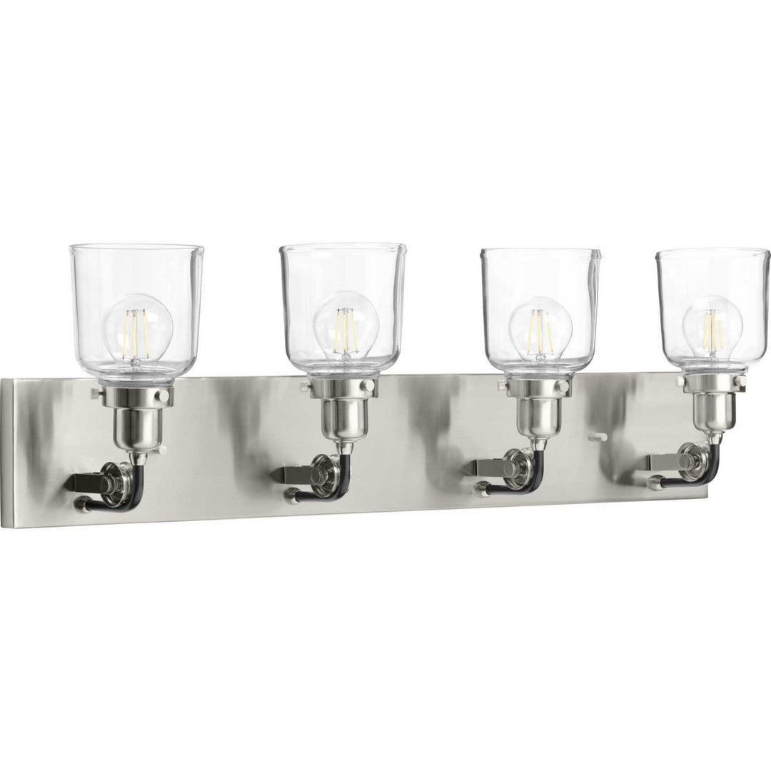 Rushton Four Light Bath & Vanity in Brushed Nickel - available from The Lighting Shoppe, trusted by Canadian homeowners