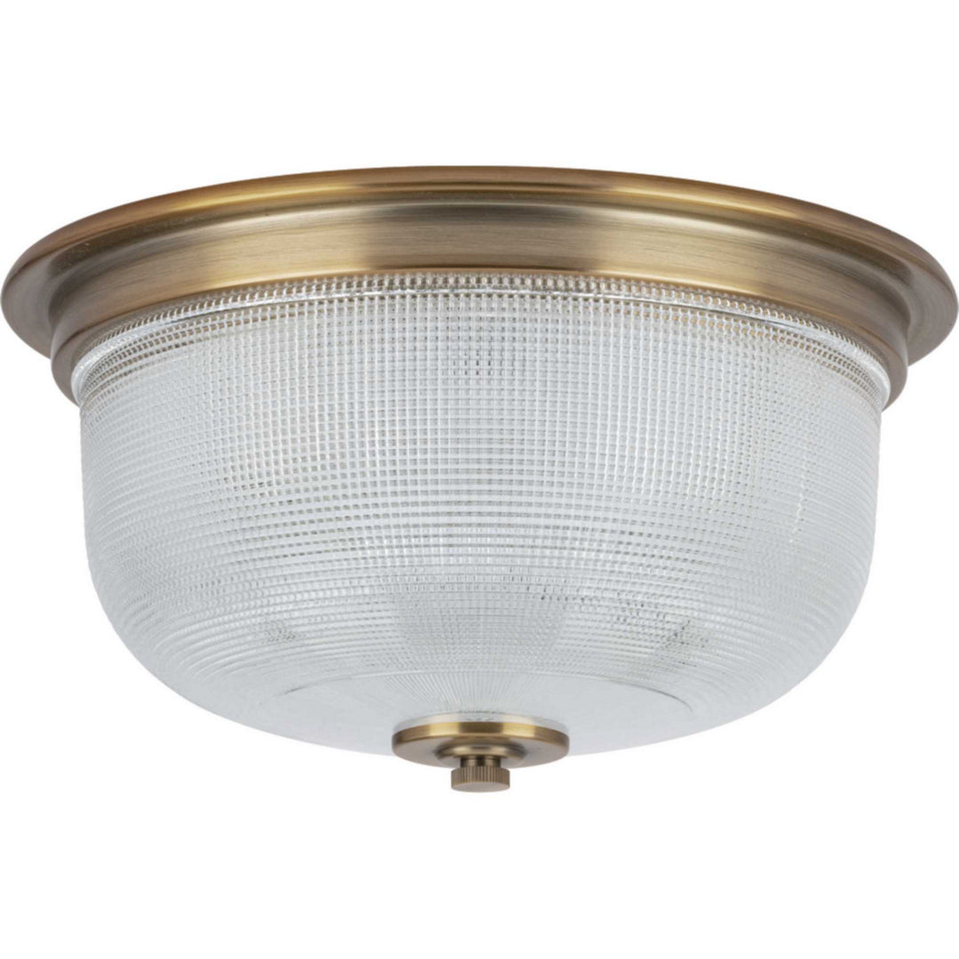 Archie Two Light Flush Mount in Vintage Brass - available from The Lighting Shoppe, trusted by Canadian homeowners