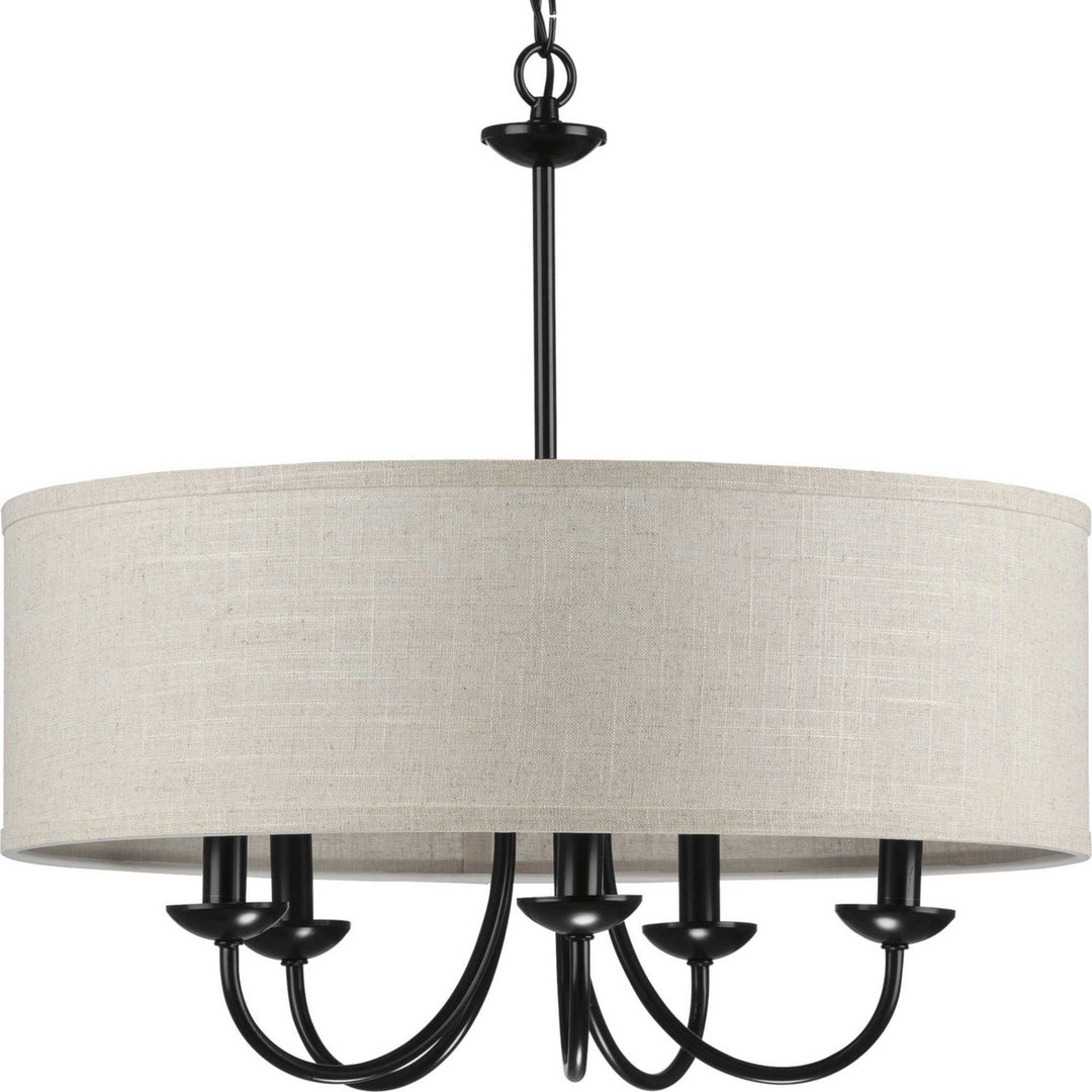 Drum Shade Five Light Chandelier in Black - available from The Lighting Shoppe, trusted by Canadian homeowners