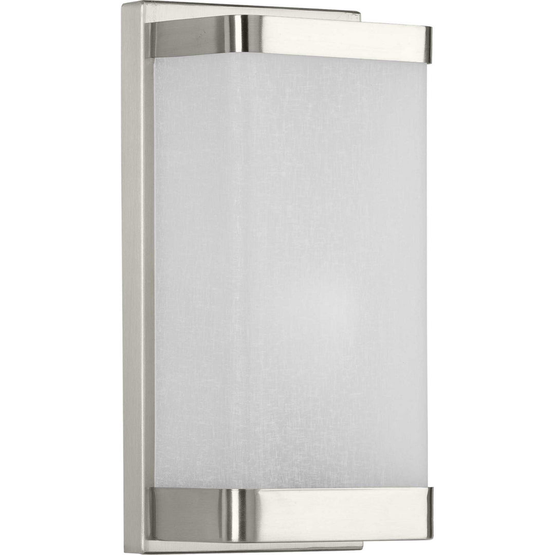 Linen Glass Sconce One Light Wall Sconce in Brushed Nickel - available from The Lighting Shoppe, trusted by Canadian homeowners
