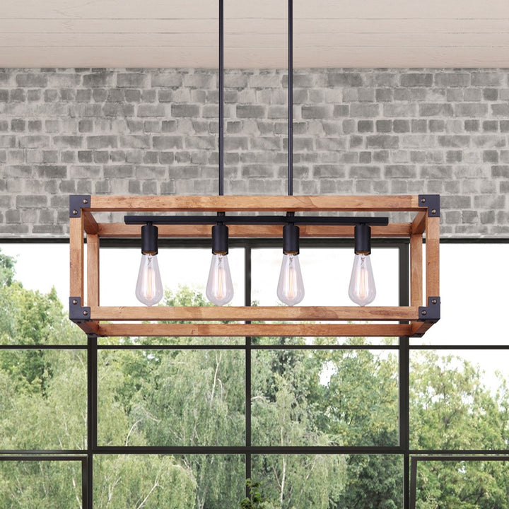 Canarm Canada - ICH756A04BKW32 - Four Light Chandelier - Moss - Black/Wood