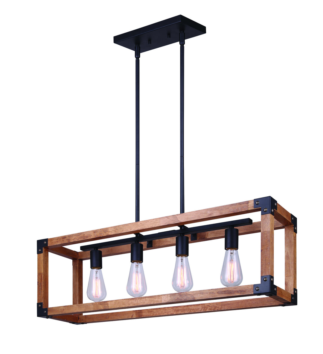 Moss Four Light Chandelier in Black/Wood - available from The Lighting Shoppe, trusted by Canadian homeowners