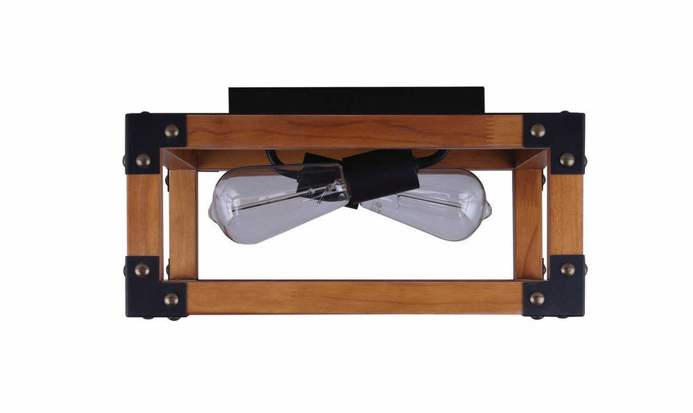 Moss Two Light Flush Mount in Black/Wood Canarm Canada