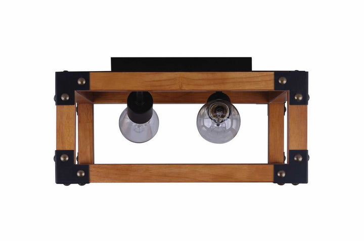 Moss Two Light Flush Mount in Black/Wood Canarm Canada