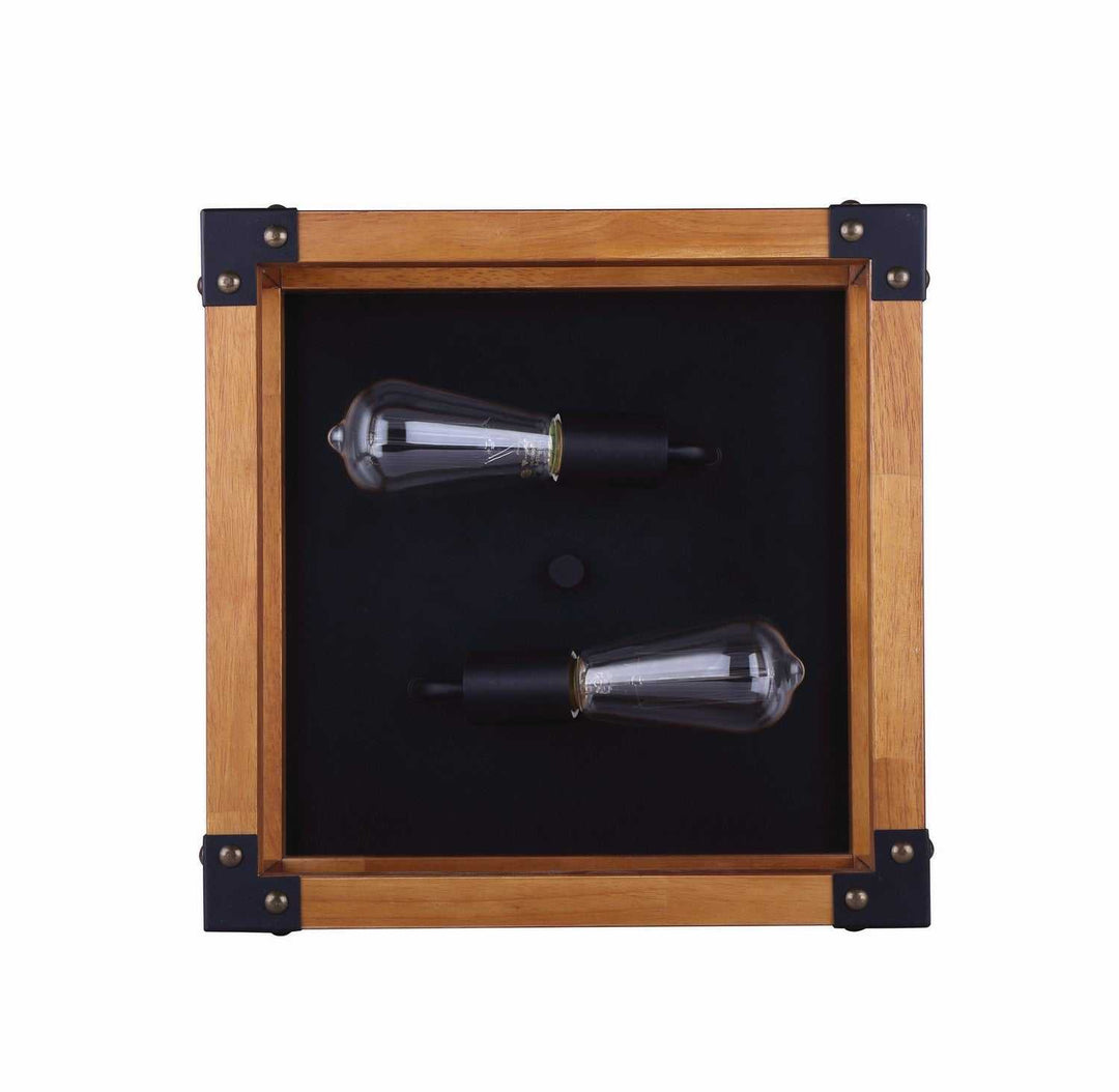 Moss Two Light Flush Mount in Black/Wood Canarm Canada