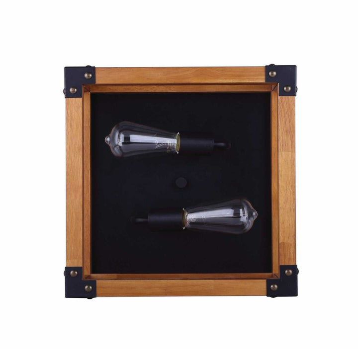 Moss Two Light Flush Mount in Black/Wood Canarm Canada