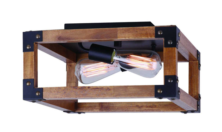Moss Two Light Flush Mount in Black/Wood Canarm Canada