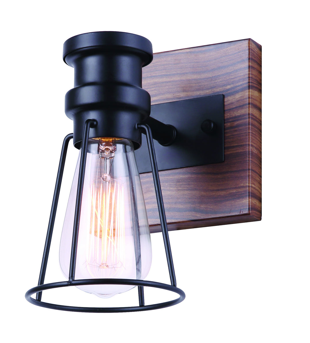 Blake One Light Vanity in Black/Faux Wood - available from The Lighting Shoppe, trusted by Canadian homeowners