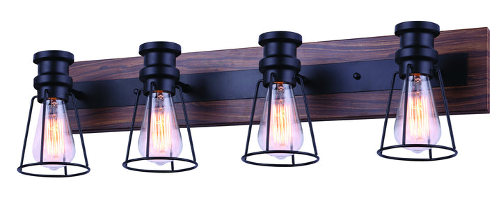 Blake Four Light Vanity in Black/Faux Wood - available from The Lighting Shoppe, trusted by Canadian homeowners