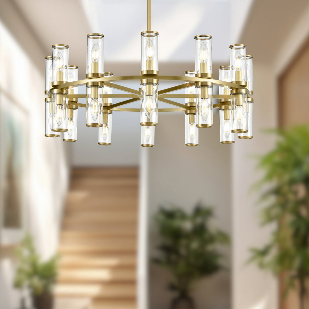 Alora Canada - CH309024NBCG - 24 Light Chandelier - Revolve - Clear Glass/Natural Brass