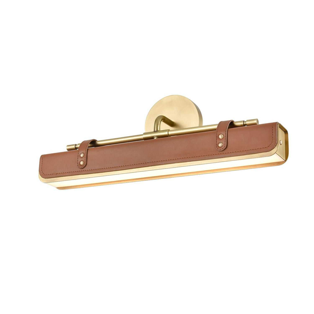 Valise LED Wall Sconce in Vintage Brass/Cognac Leather Alora Canada
