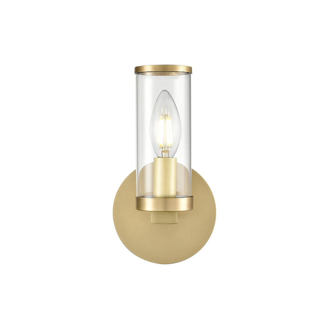 Revolve One Light Wall Sconce in Clear Glass/Natural Brass Alora Canada