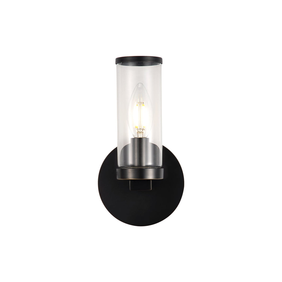 Revolve One Light Wall Sconce in Clear Glass/Urban Bronze Alora Canada