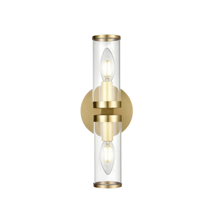 Alora Canada - WV309002NBCG - Two Light Wall Sconce - Revolve - Clear Glass/Natural Brass