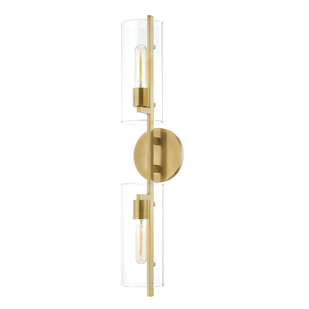 Ariel Two Light Wall Sconce in Aged Brass - available from The Lighting Shoppe, trusted by Canadian homeowners