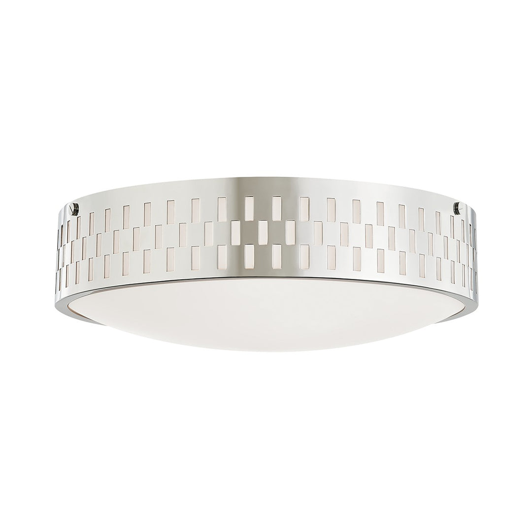 Phoebe Three Light Flush Mount in Polished Nickel - available from The Lighting Shoppe, trusted by Canadian homeowners