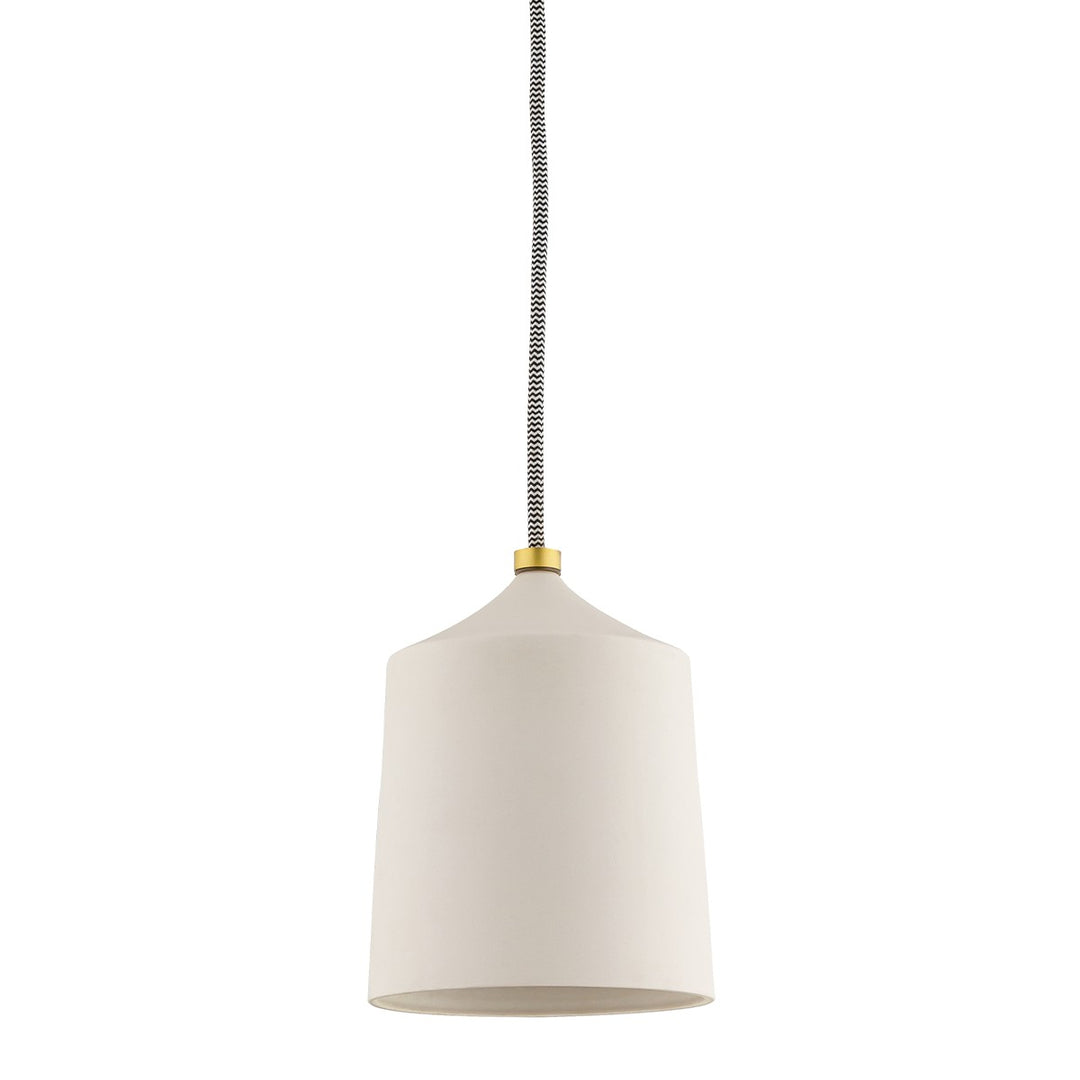 Megan One Light Pendant in Aged Brass/Matte White - available from The Lighting Shoppe, trusted by Canadian homeowners