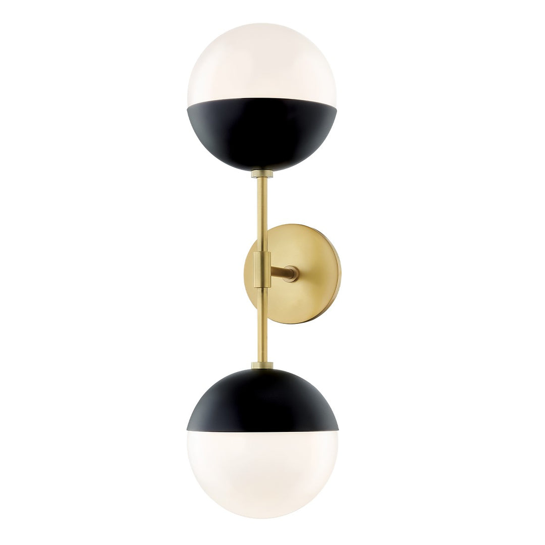 Renee Two Light Wall Sconce in Aged Brass/Black - available from The Lighting Shoppe, trusted by Canadian homeowners