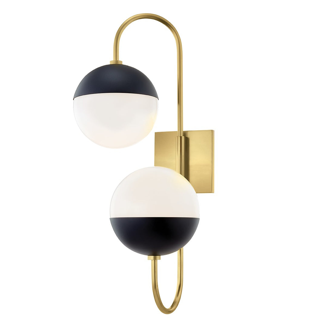 Renee Two Light Wall Sconce in Aged Brass/Black - available from The Lighting Shoppe, trusted by Canadian homeowners