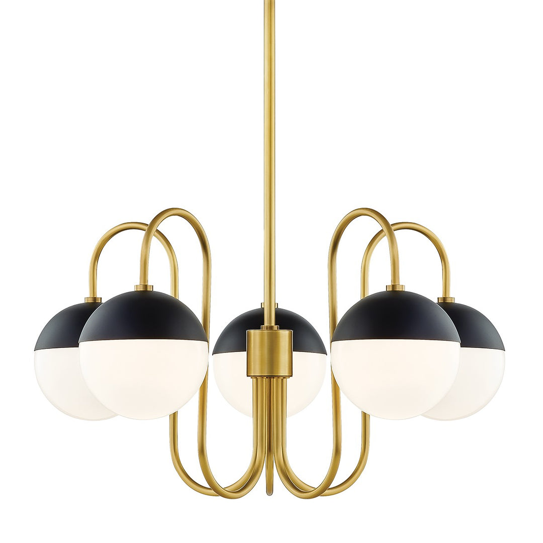 Renee Five Light Chandelier in Aged Brass/Black - available from The Lighting Shoppe, trusted by Canadian homeowners
