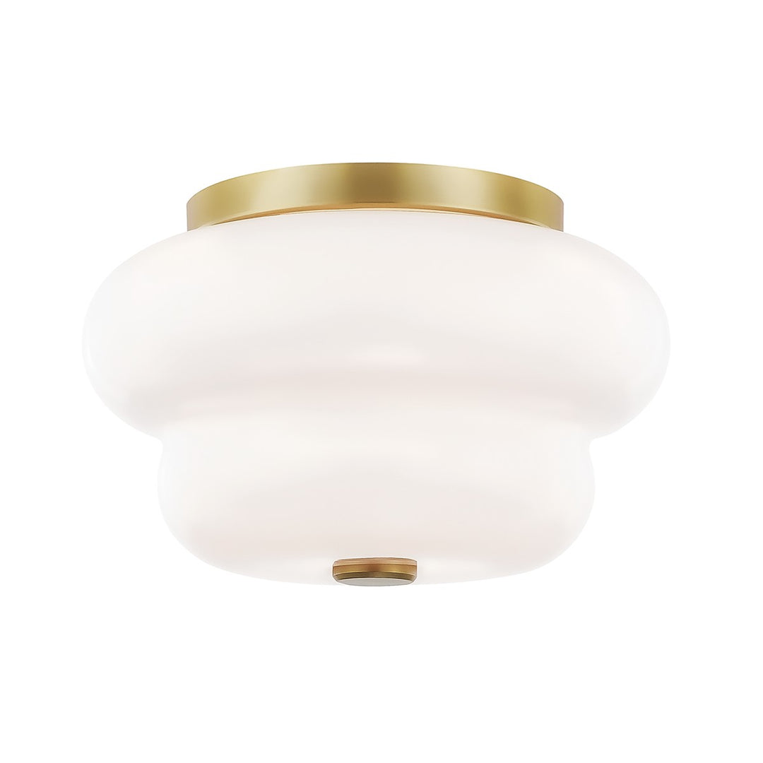 Hazel Two Light Flush Mount in Aged Brass - available from The Lighting Shoppe, trusted by Canadian homeowners