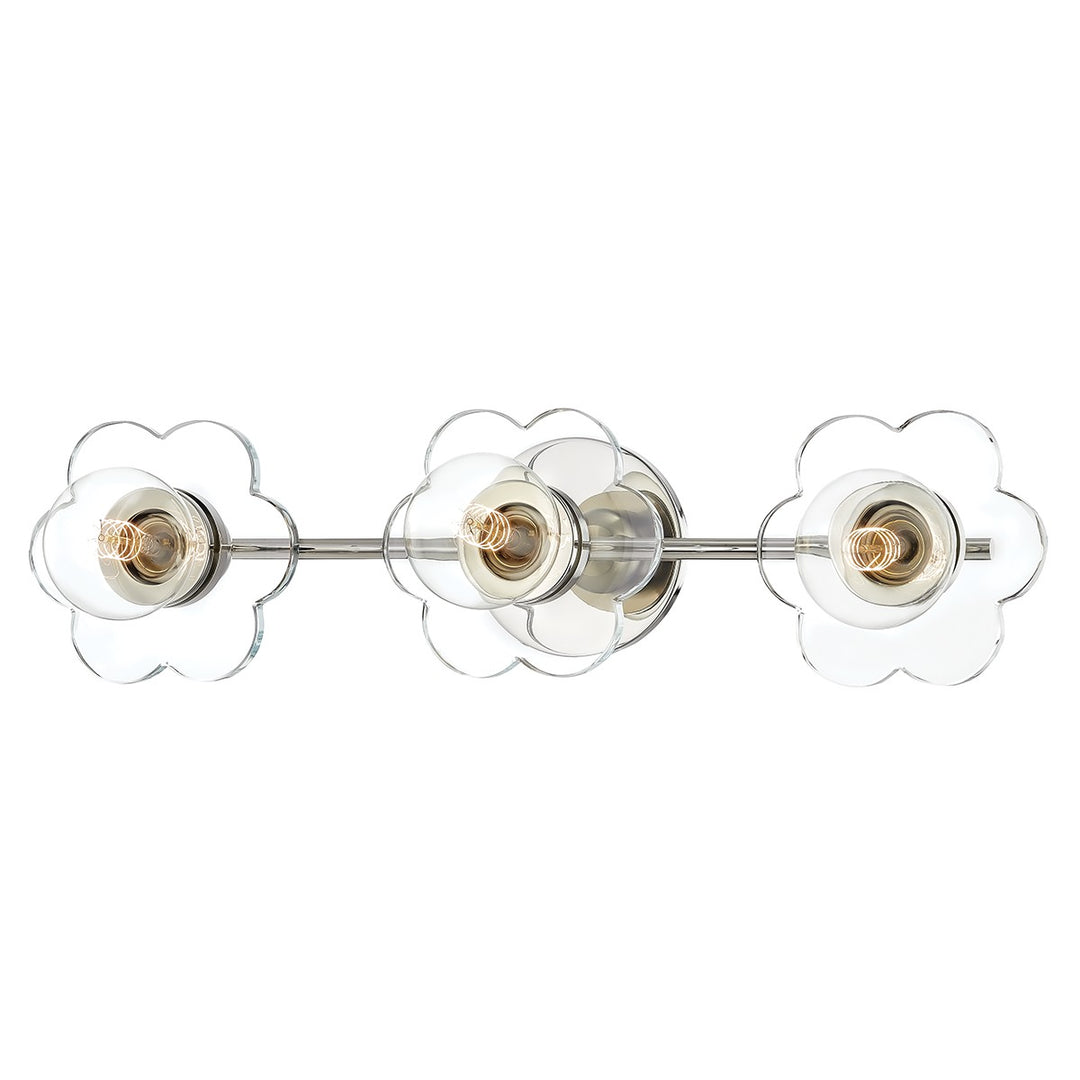 Alexa Three Light Bath and Vanity in Polished Nickel - available from The Lighting Shoppe, trusted by Canadian homeowners