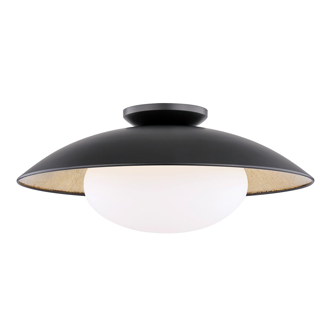 Cadence One Light Semi Flush Mount in Black Lustro/Gold Leaf Combo - available from The Lighting Shoppe, trusted by Canadian homeowners