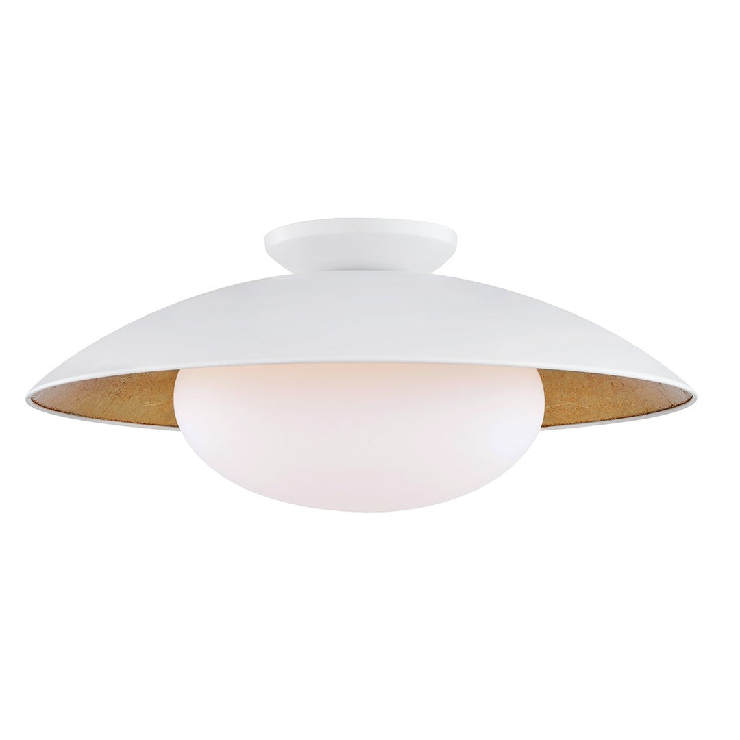Cadence One Light Semi Flush Mount in White Lustro/Gold Leaf Combo - available from The Lighting Shoppe, trusted by Canadian homeowners