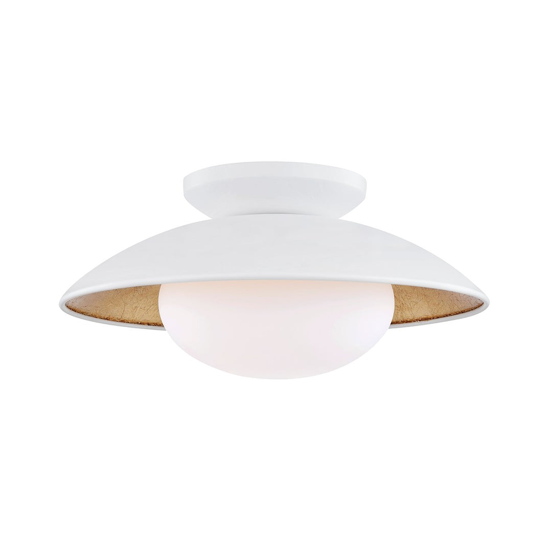 Cadence One Light Semi Flush Mount in White Lustro/Gold Leaf Combo - available from The Lighting Shoppe, trusted by Canadian homeowners