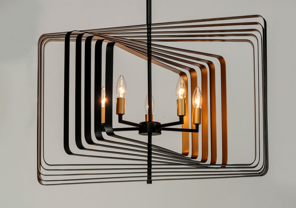 Maxim - 28677BKGLD - Five Light Pendant - Radial - Black / Gold