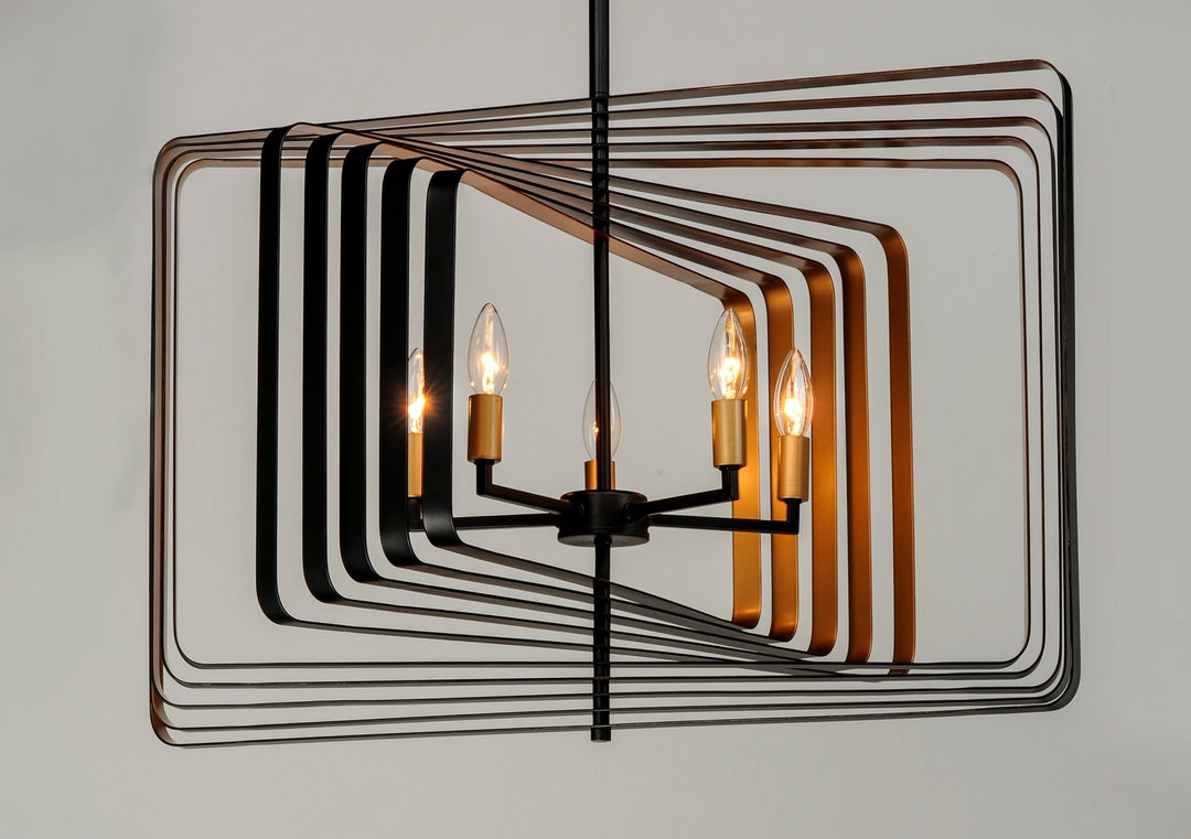 Maxim - 28677BKGLD - Five Light Pendant - Radial - Black / Gold