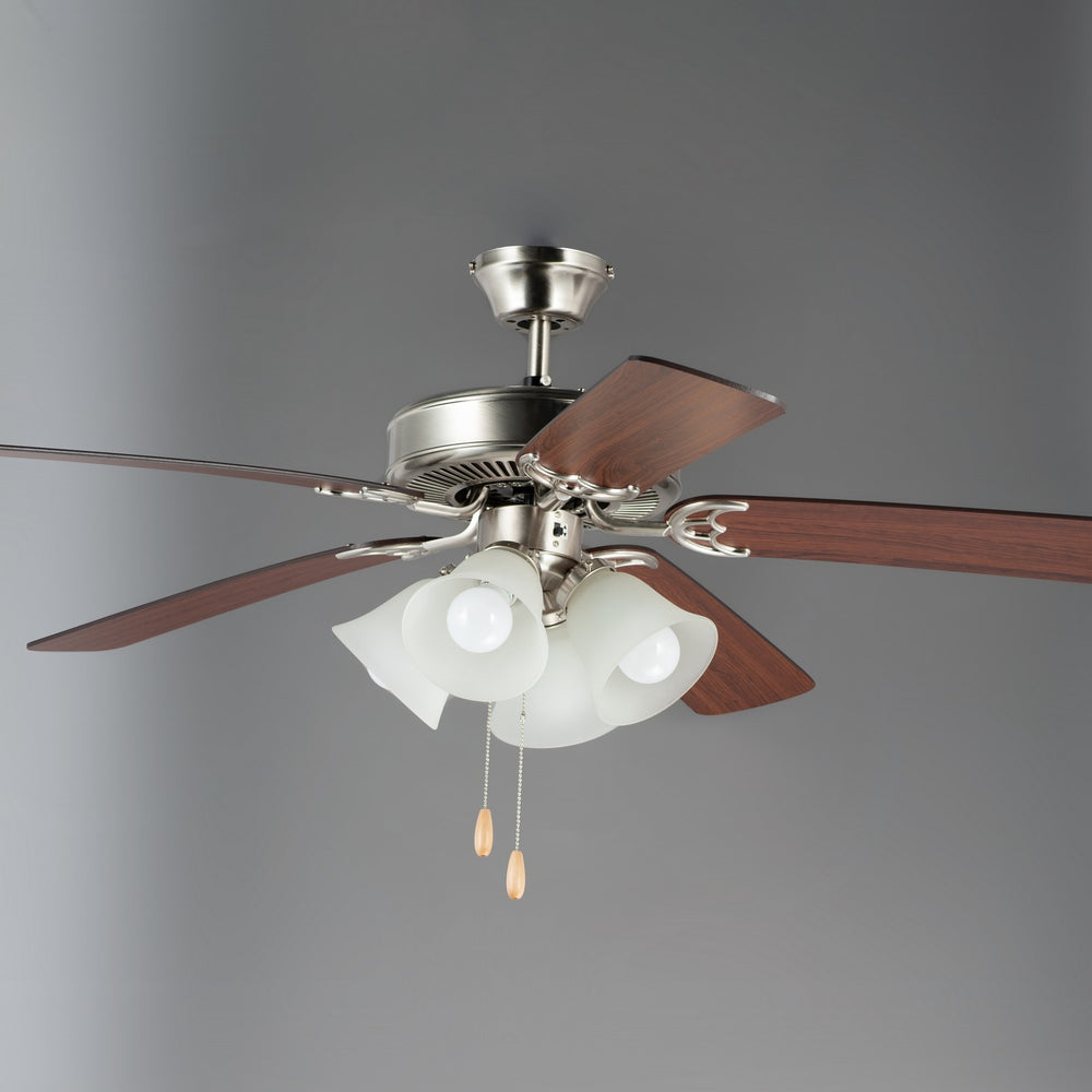 Maxim - 89907FTSNWP - 52" Ceiling Fan - Basic-Max - Satin Nickel / Walnut / Pecan