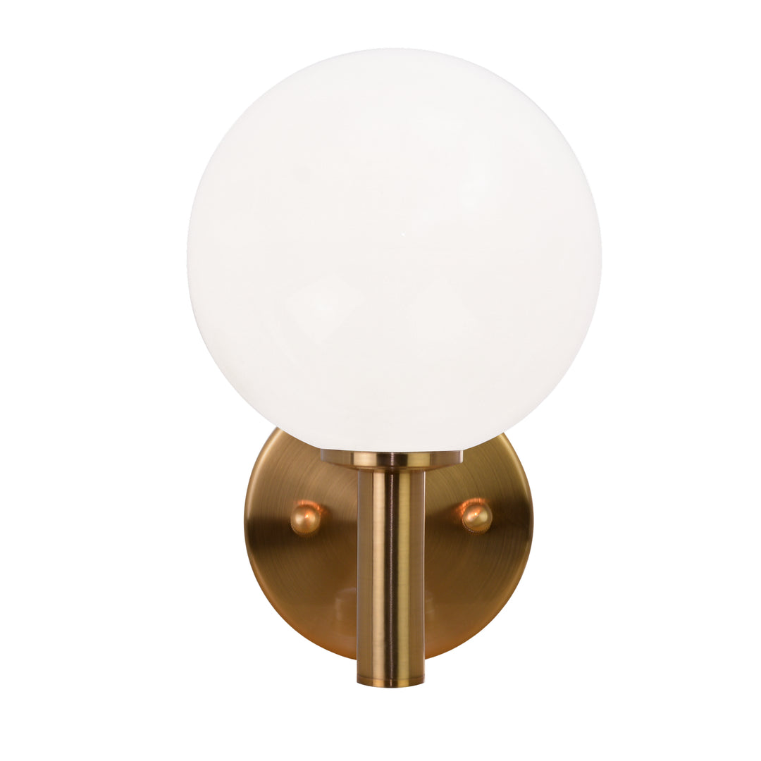 Cosmo One Light Wall Sconce in Aged Gold Brass - available from The Lighting Shoppe, trusted by Canadian homeowners