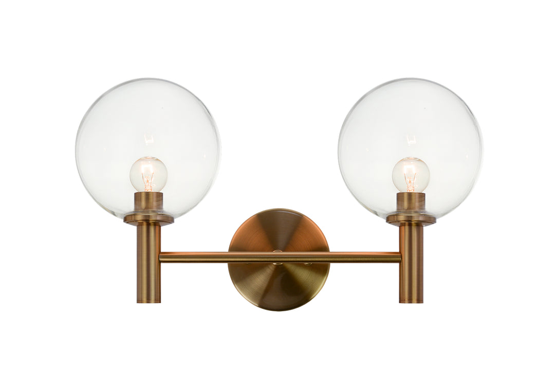 Cosmo Two Light Wall Sconce in Aged Gold Brass - available from The Lighting Shoppe, trusted by Canadian homeowners