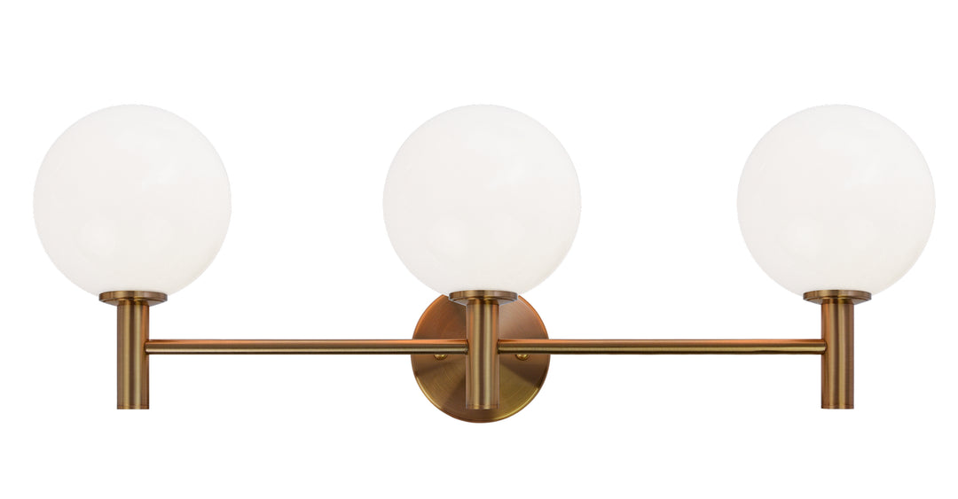 Cosmo Three Light Wall Sconce in Aged Gold Brass - available from The Lighting Shoppe, trusted by Canadian homeowners