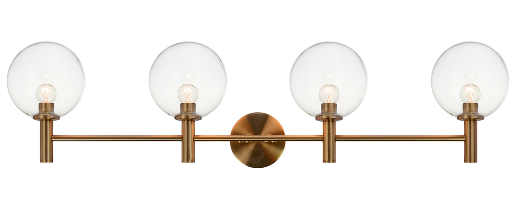 Cosmo Four Light Wall Sconce in Aged Gold Brass - available from The Lighting Shoppe, trusted by Canadian homeowners