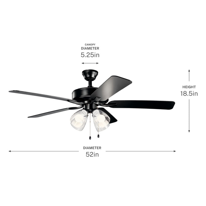 Kichler Canada - 330016SBKS - 52"Ceiling Fan - Basics Pro Premier - Satin Black