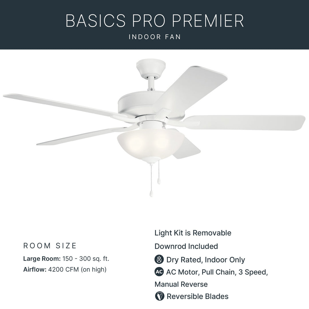 Kichler Canada - 330017MWH - 52"Ceiling Fan - Basics Pro Select - Matte White