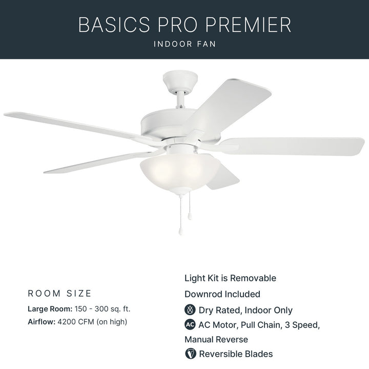 Kichler Canada - 330017MWH - 52"Ceiling Fan - Basics Pro Select - Matte White