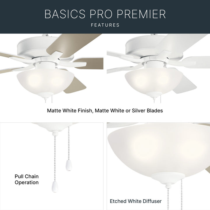 Kichler Canada - 330017MWH - 52"Ceiling Fan - Basics Pro Select - Matte White
