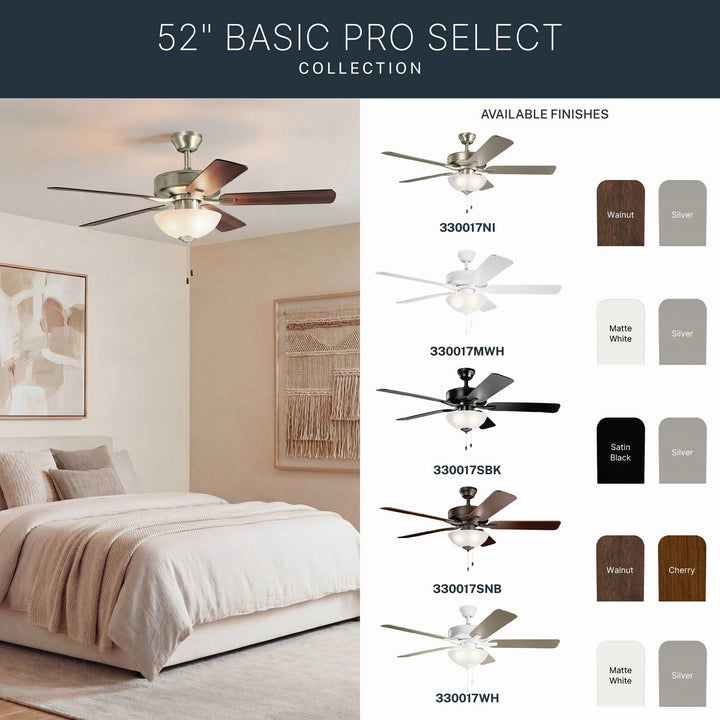 Kichler Canada - 330017WH - 52"Ceiling Fan - Basics Pro Select - White