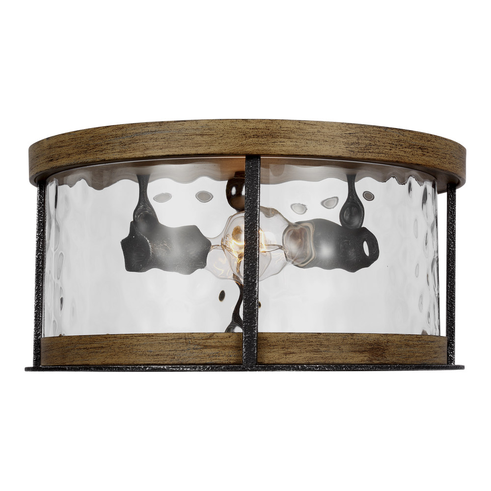 Visual Comfort Studio Canada - FM530DWK/SGM - Two Light Flush Mount - Angelo - Distressed Weathered Oak / Slate Grey Metal