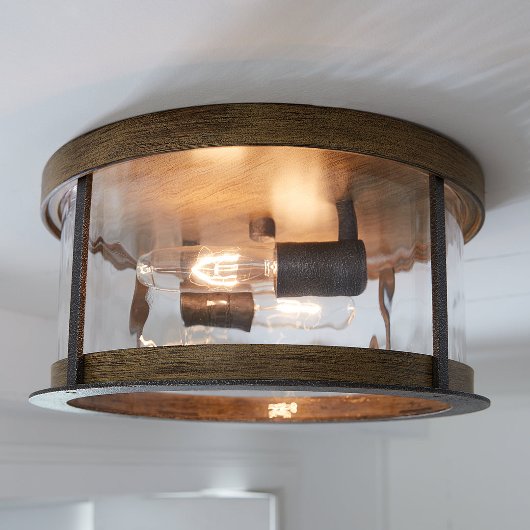 Visual Comfort Studio Canada - FM530DWK/SGM - Two Light Flush Mount - Angelo - Distressed Weathered Oak / Slate Grey Metal