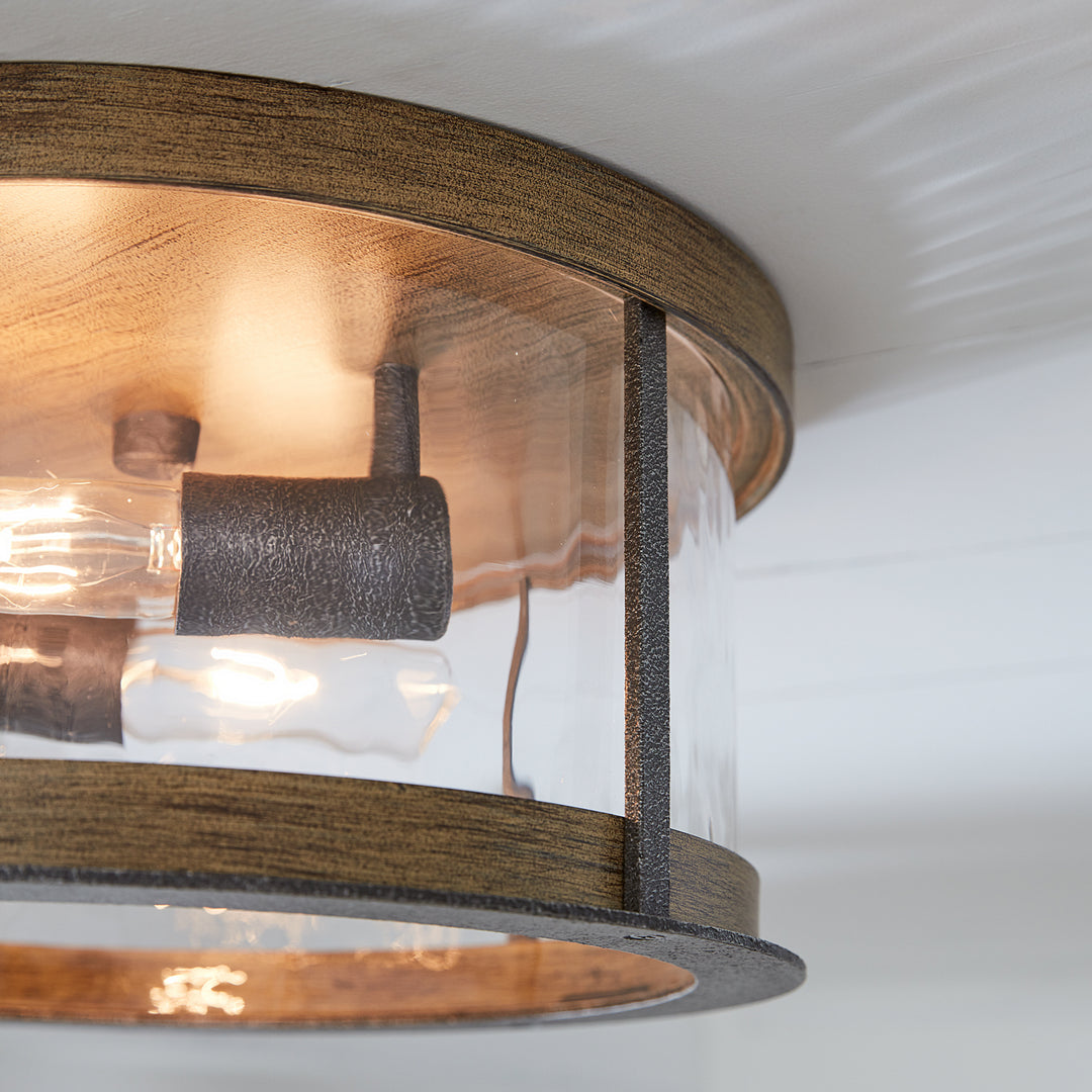 Visual Comfort Studio Canada - FM530DWK/SGM - Two Light Flush Mount - Angelo - Distressed Weathered Oak / Slate Grey Metal