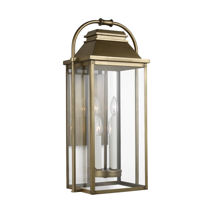 Wellsworth Four Light Lantern in Painted Distressed Brass - available from The Lighting Shoppe, trusted by Canadian homeowners