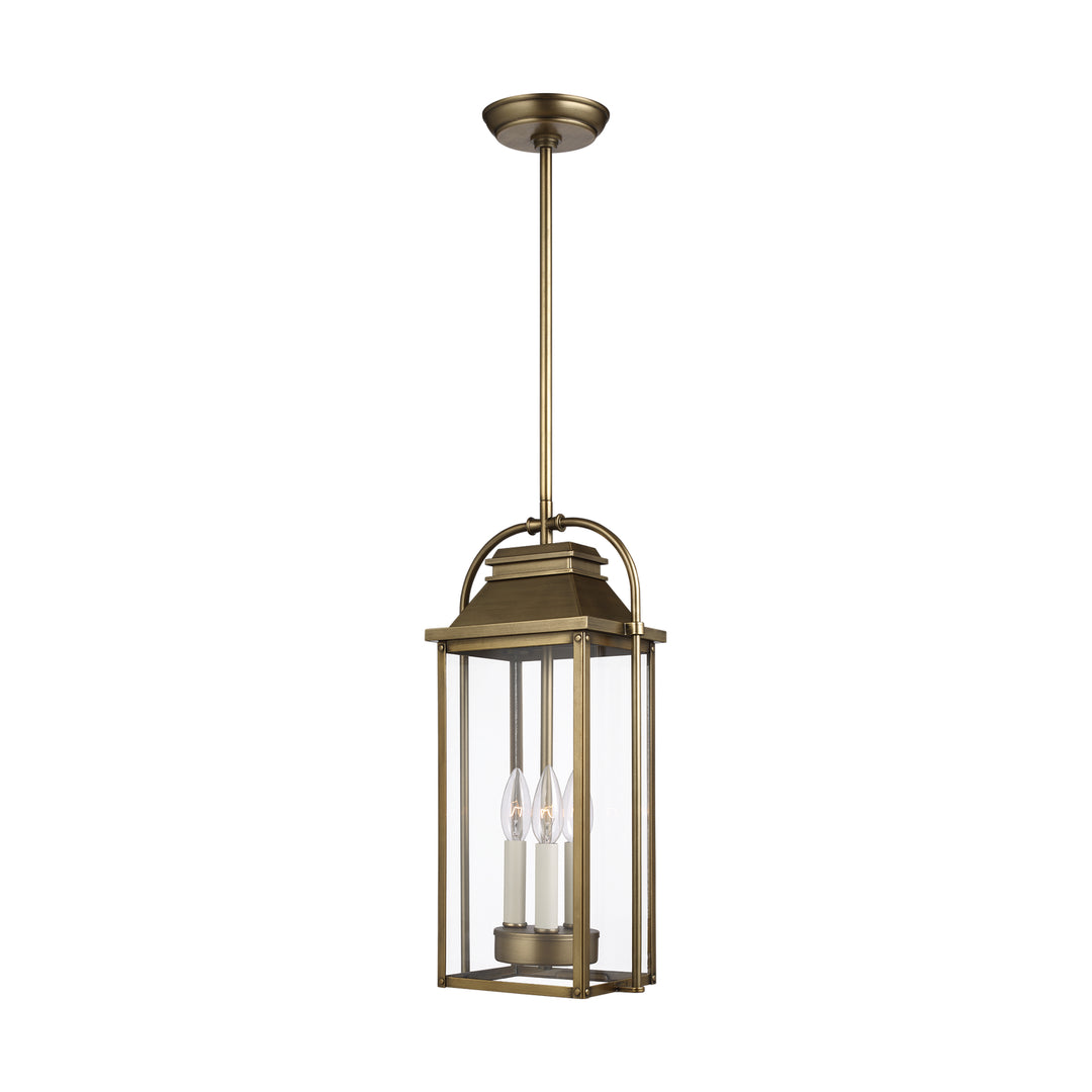 Wellsworth Three Light Pendant in Painted Distressed Brass - available from The Lighting Shoppe, trusted by Canadian homeowners